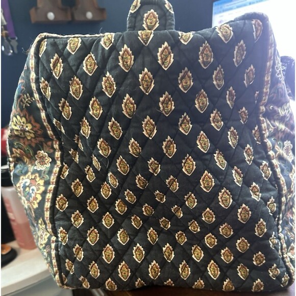 VTG Maggie B Blue Patterned Quilted Weekender Double Handle Large Duffle Bag - Picture 9 of 10